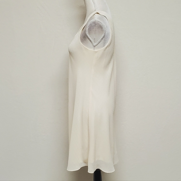 Vintage 80s Micci Creamy Yellow Square Print Sleeveless Chiffon Mini Slip Dress - Picture 6 of 12